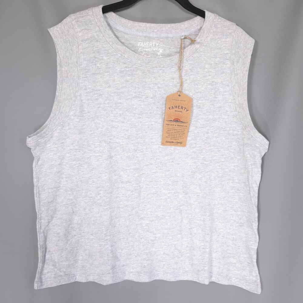 FAHERTY Women’s New Top LARGE Muscle Tank ORGANIC COTTON Sunwashed Slub WKU2313